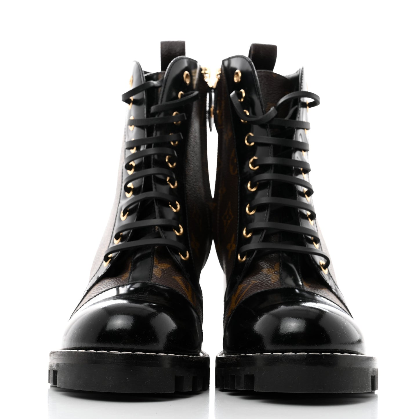 Patent Calfskin Monogram Star Trail Ankle Boots 41 Black