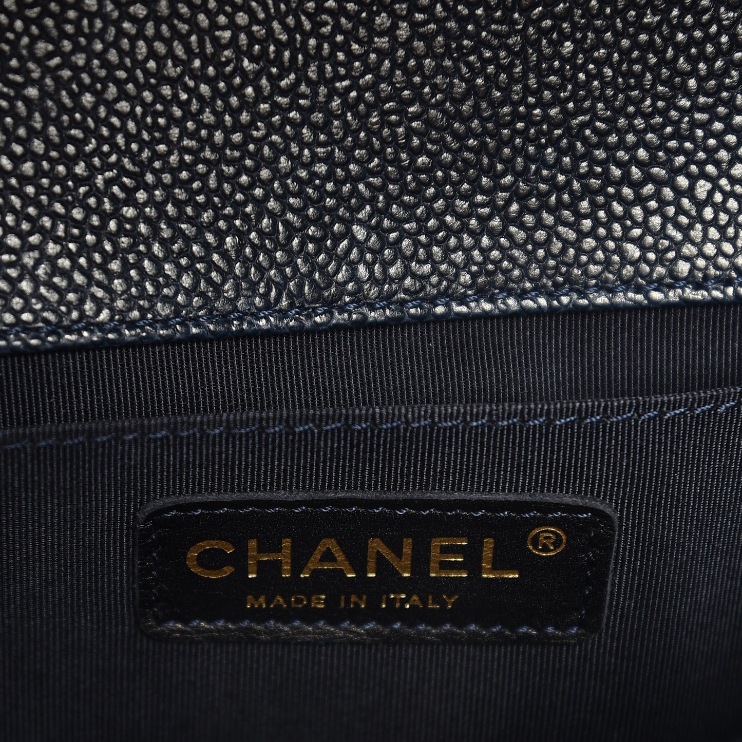 Caviar Quilted Medium Boy Flap Dark Navy Blue