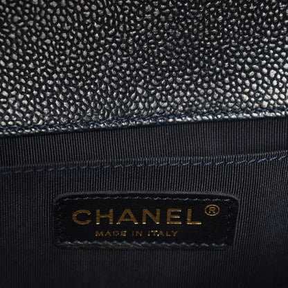 Chanel Caviar Quilted Medium Boy Flap Dark Navy Blue 6 of 9