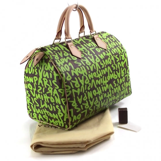 Louis Vuitton Monogram Graffiti Speedy 30 Green 3 of 9