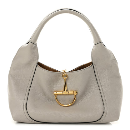 Gucci Grained Calfskin Softbit Medium Shoulder Bag Light Grey 1 of 13