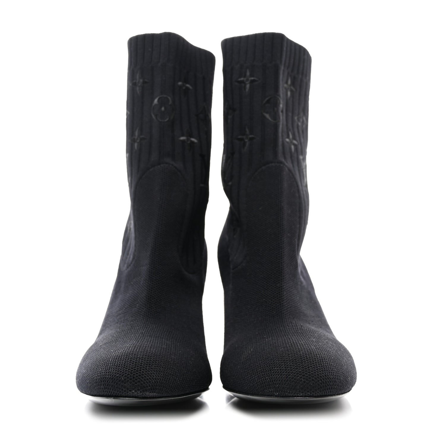 Monogram Stretch Fabric Silhouette Ankle Boots 39 Black
