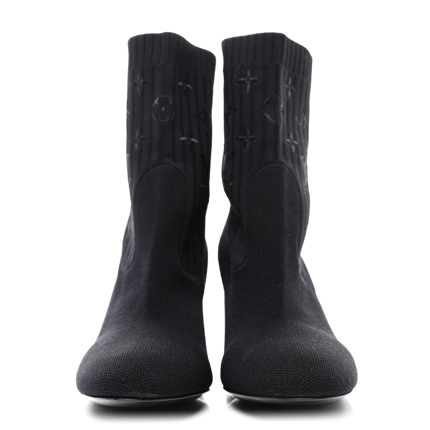 Louis Vuitton Monogram Stretch Fabric Silhouette Ankle Boots 39 Black 2 of 7