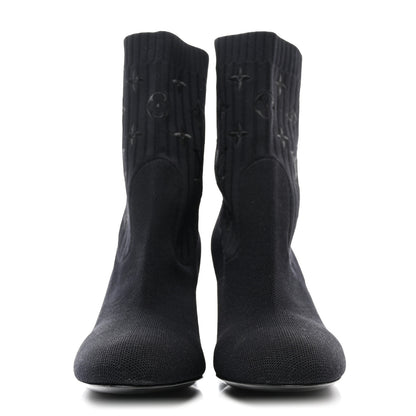 Louis Vuitton Monogram Stretch Fabric Silhouette Ankle Boots 39 Black 2 of 7
