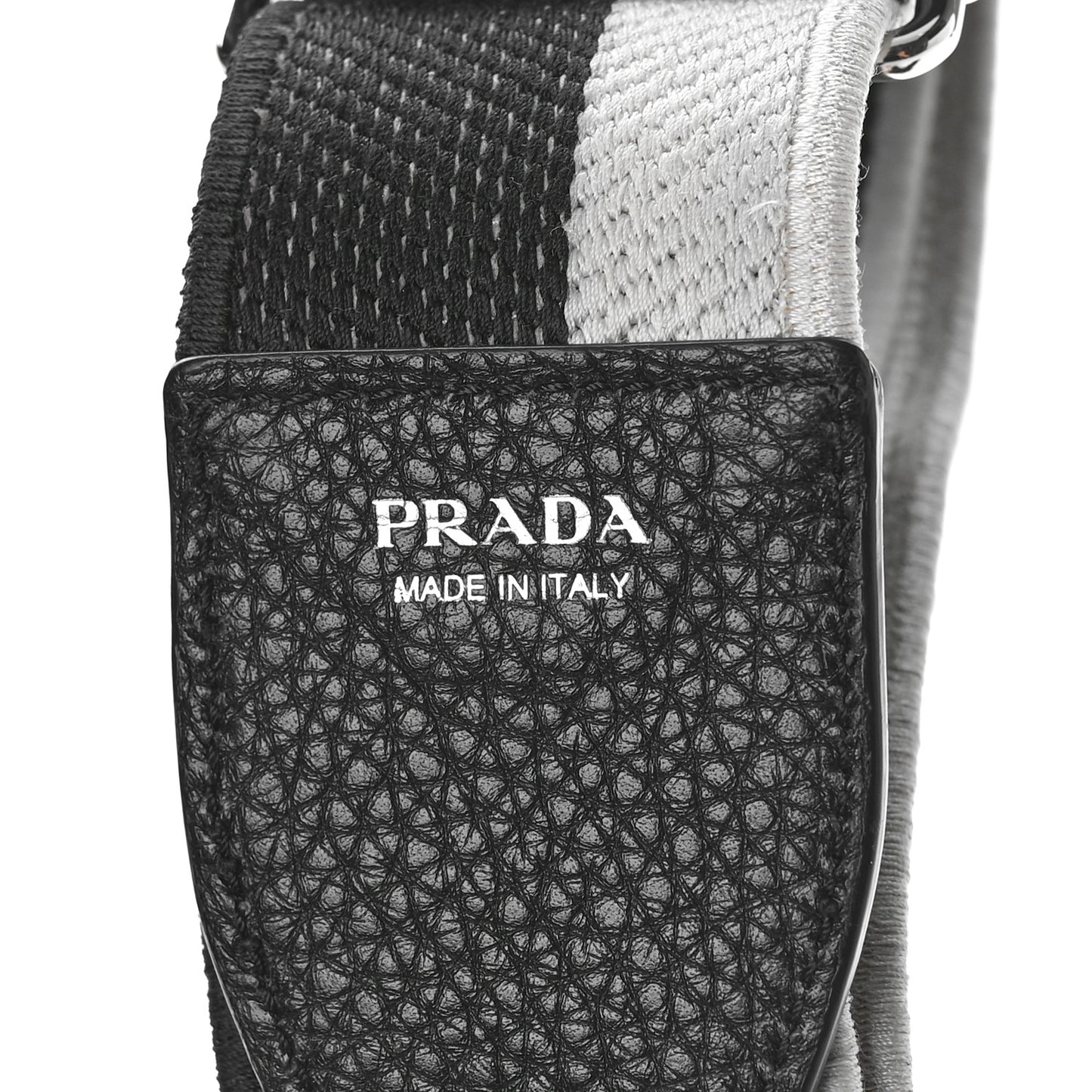 Canvas Calfskin Logo Shoulder Strap Black White