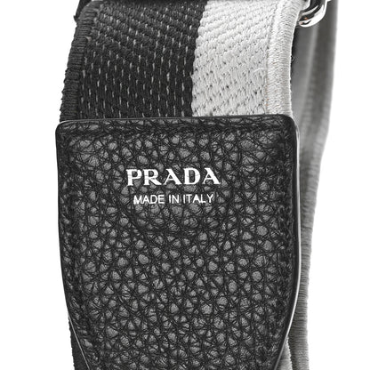 Prada Canvas Calfskin Logo Shoulder Strap Black White 3 of 7