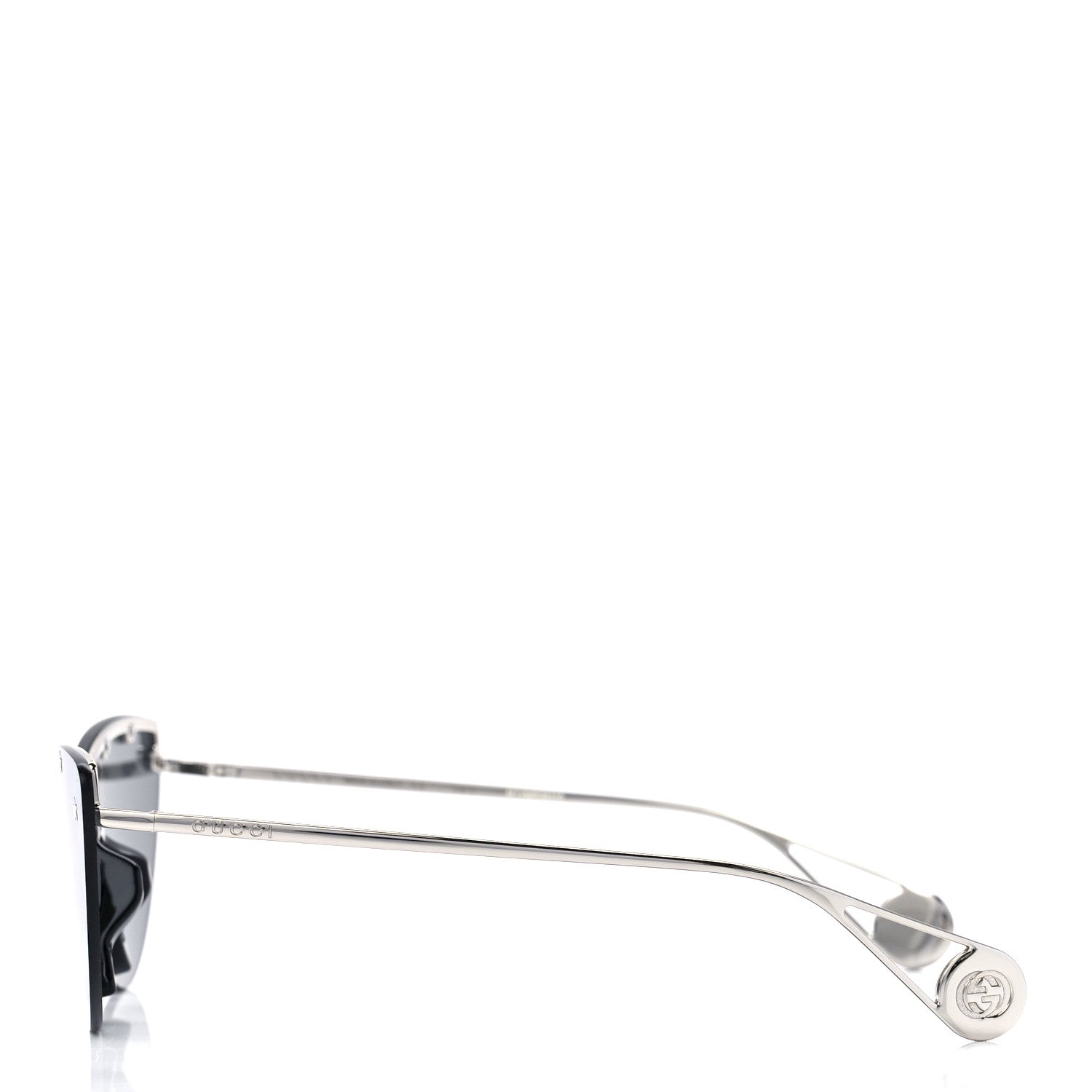 Gucci Metal Rimless Star Studded 90mm Cat Eye GG0666S Sunglasses Mirror Silver 3 of 7