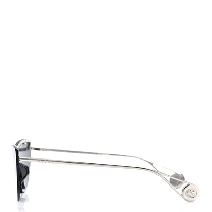 Gucci Metal Rimless Star Studded 90mm Cat Eye GG0666S Sunglasses Mirror Silver 3 of 7