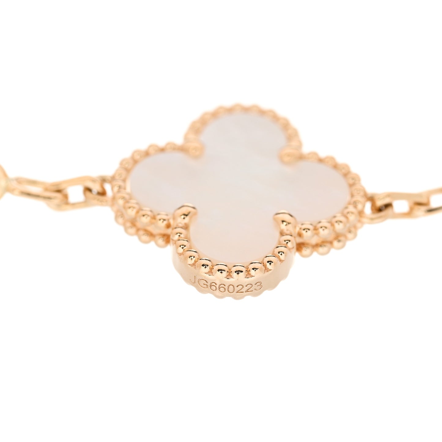 18K Yellow Gold Mother of Pearl 5 Motifs Vintage Alhambra Bracelet