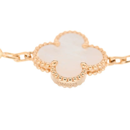 Van Cleef & Arpels 18K Yellow Gold Mother of Pearl 5 Motifs Vintage Alhambra Bracelet 3 of 5