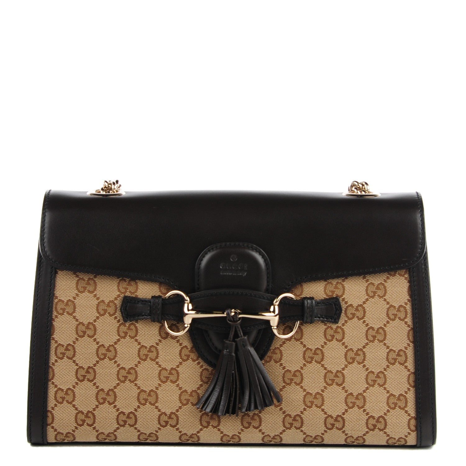 Gucci Monogram Margaux Calfskin Medium Emily Chain Shoulder Bag Beige Ebony Cocoa 1 of 7
