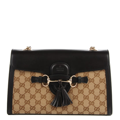 Gucci Monogram Margaux Calfskin Medium Emily Chain Shoulder Bag Beige Ebony Cocoa 1 of 7