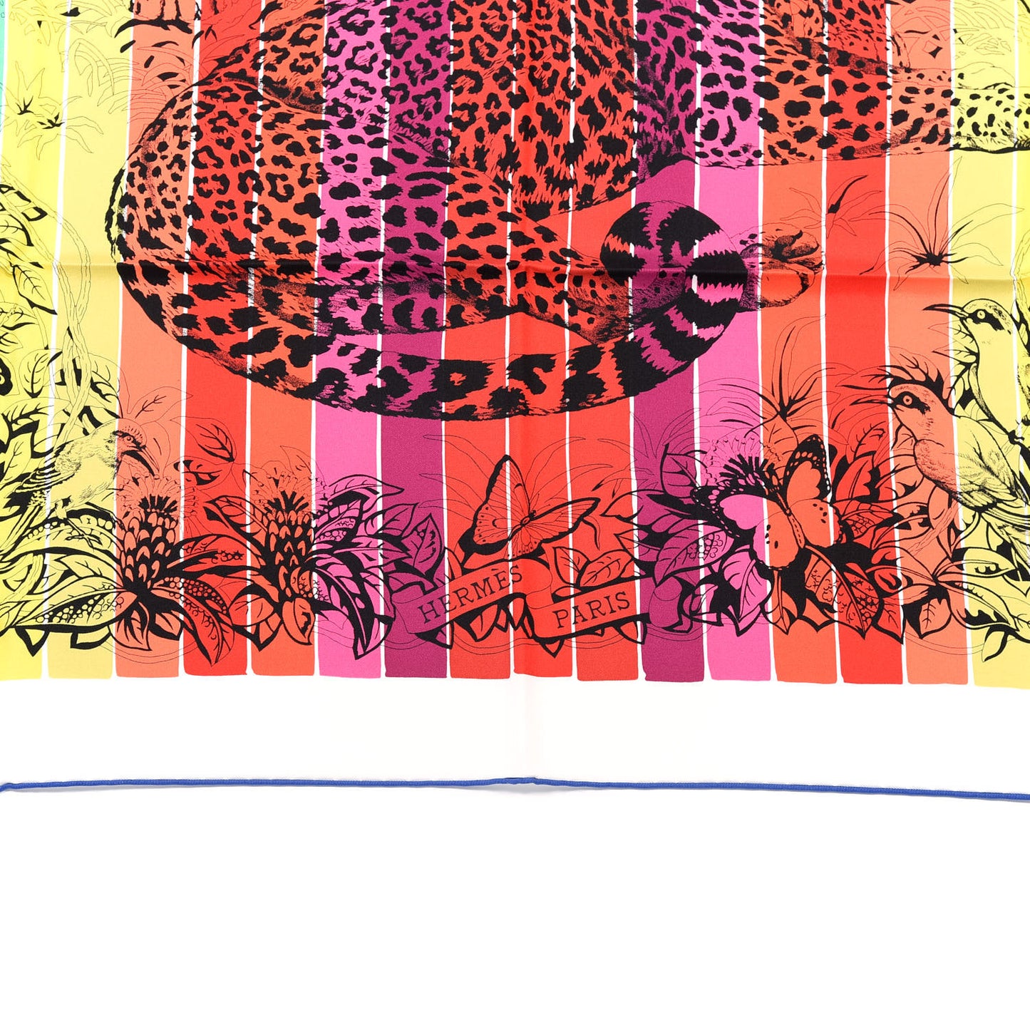 Silk Carre Jungle Love Rainbow Scarf 90 Rose Vert Jaune