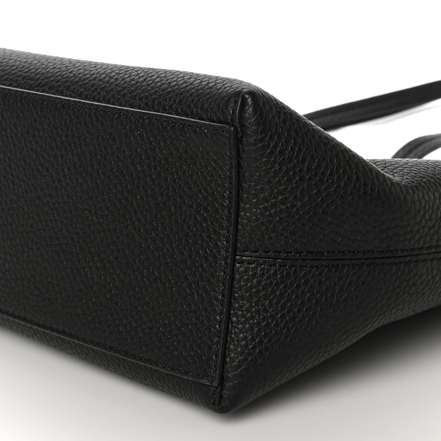 Grained Calfskin Small Rockstud Shoulder Tote Black