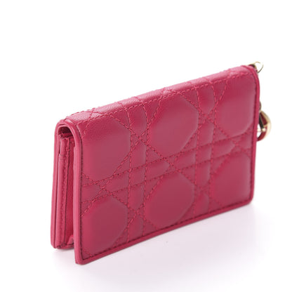 Christian Dior Lambskin Cannage Small Lady Dior Flap Card Holder Fuchsia 3 of 8