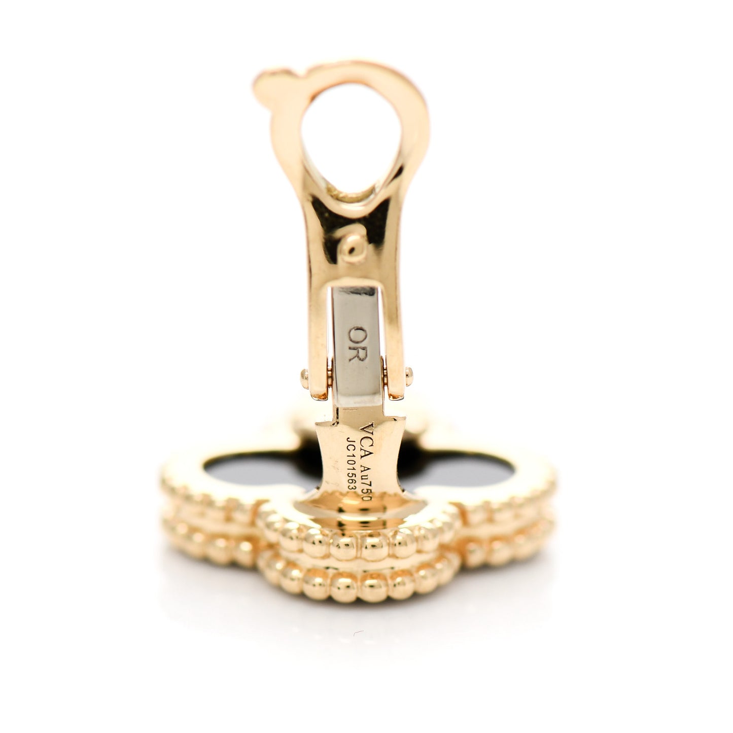 18K Yellow Gold Black Onyx Vintage Alhambra Earrings