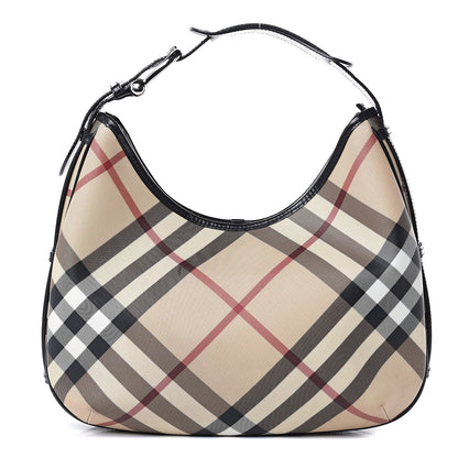 Burberry Calfskin Supernova Check Medium Barton Hobo Black 1 of 16