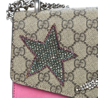 Gucci GG Supreme Monogram Suede Pierced Heart Embroidered Medium Dionysus Shoulder Bag Beige Ebony Pink Tropical Flower 11 of 20