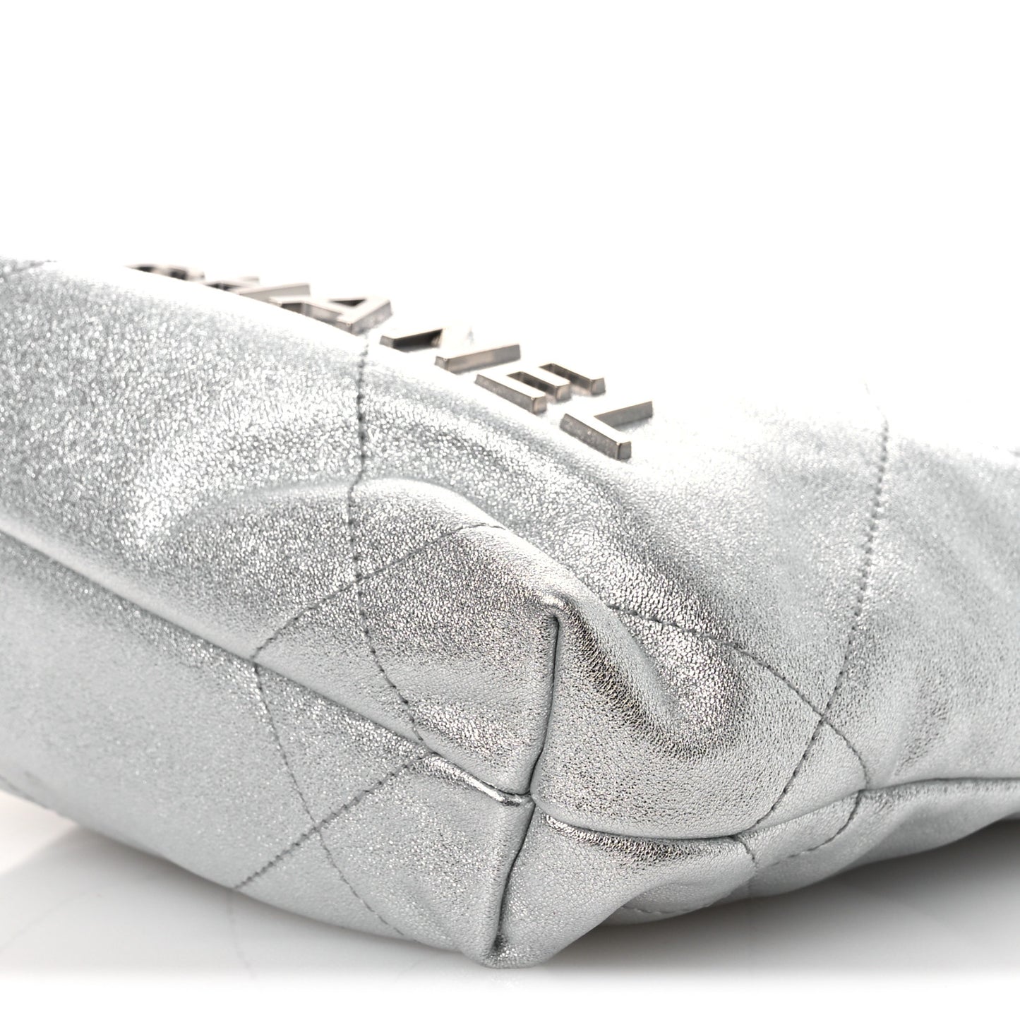 Metallic Lambskin Quilted Mini Chanel 22 Silvery