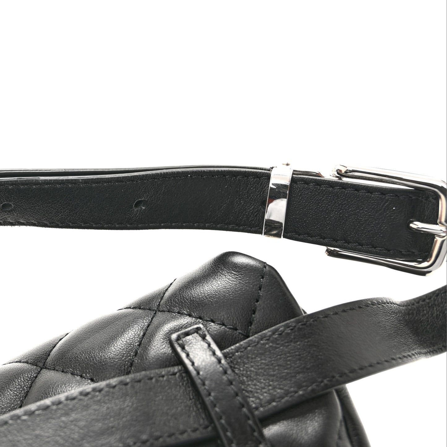 Calfskin Quilted Waist Belt Bag Black