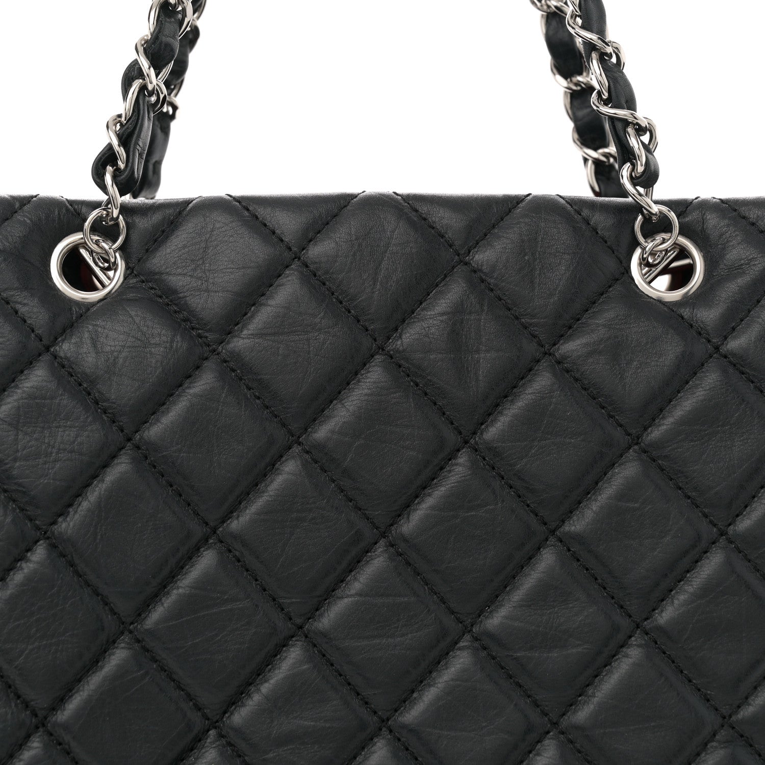 Chanel Aged Calfskin Quilted Large Cotton Club Tote Black 8 of 11