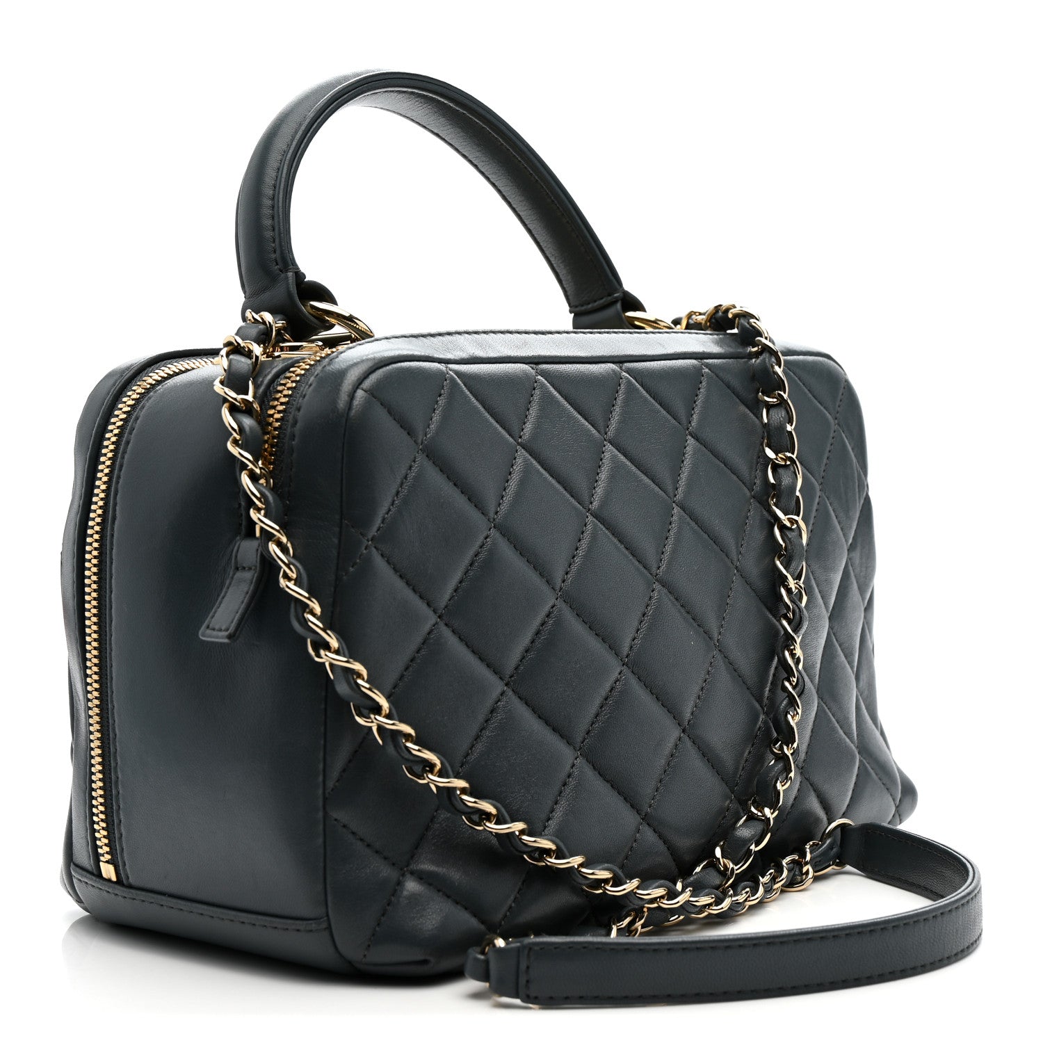 Chanel Lambskin Quilted Medium Trendy CC Bowling Bag Grey 3 of 11