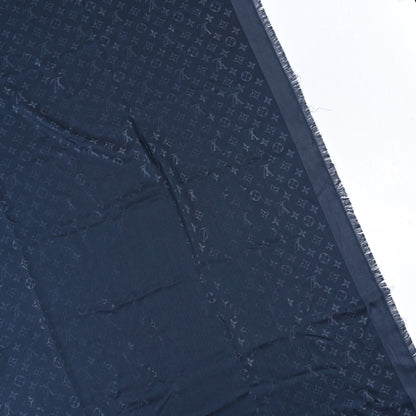 Louis Vuitton Silk Lurex Wool Monogram Shine Shawl Charcoal Blue 4 of 4