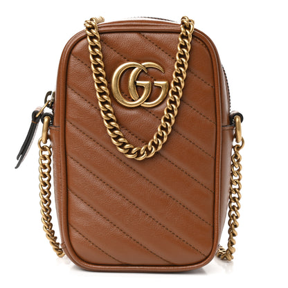 Gucci Azalea Calfskin Matelasse Diagonal Mini GG Marmont Crossbody Bag Cuir 1 of 10