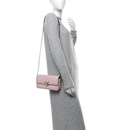Valentino Garavani Smooth Calfskin Monochrome Rockstud Flip Lock Shoulder Bag Poudre 2 of 12