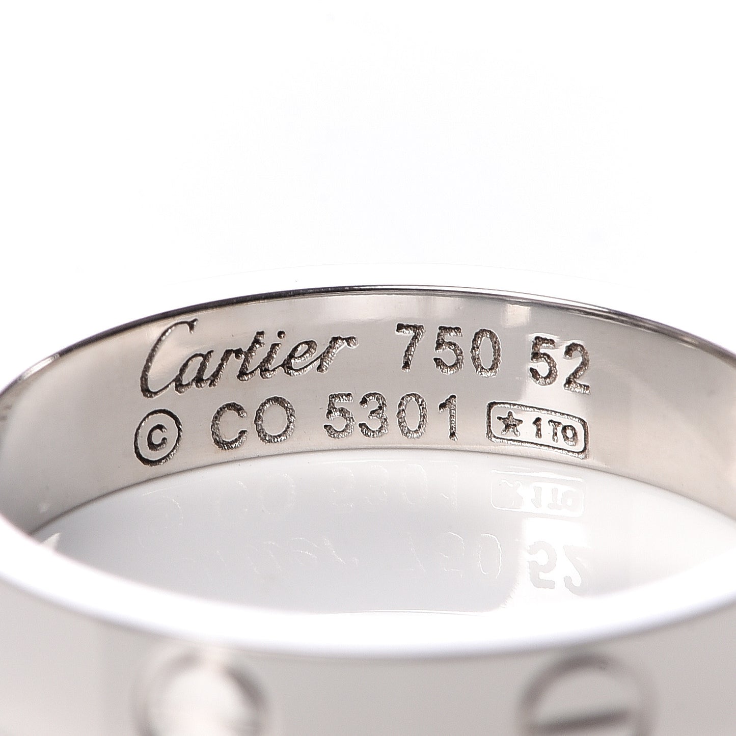 18K White Gold 3.5mm LOVE Wedding Band Ring 52 6