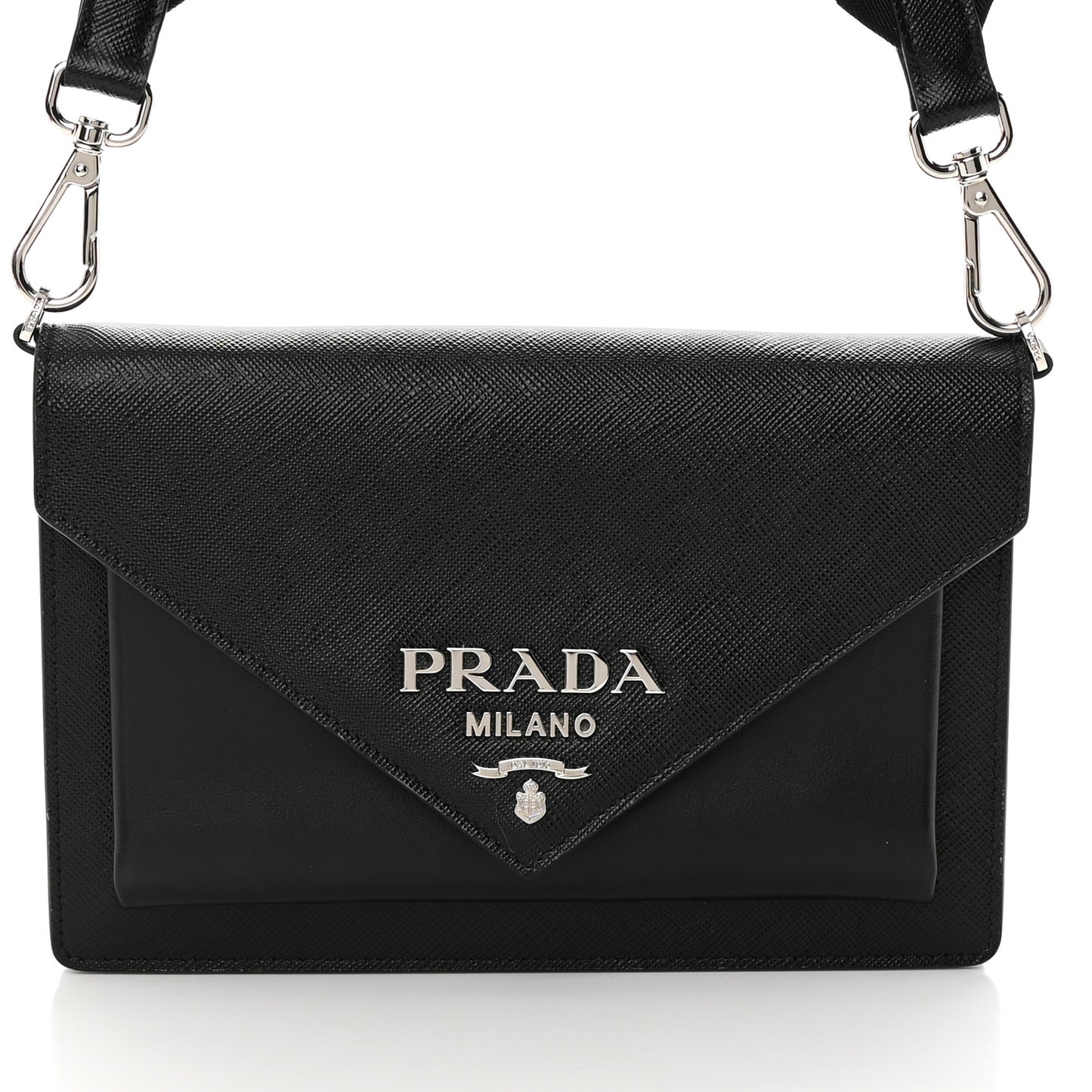 Saffiano City Calf Mini Envelope Bag Black