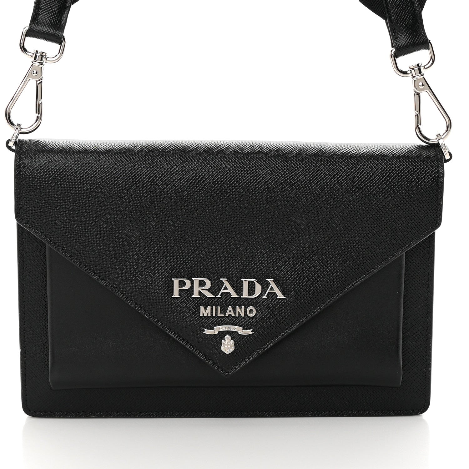 Prada Saffiano City Calf Mini Envelope Bag Black 9 of 14