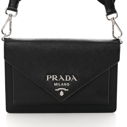 Prada Saffiano City Calf Mini Envelope Bag Black 9 of 14