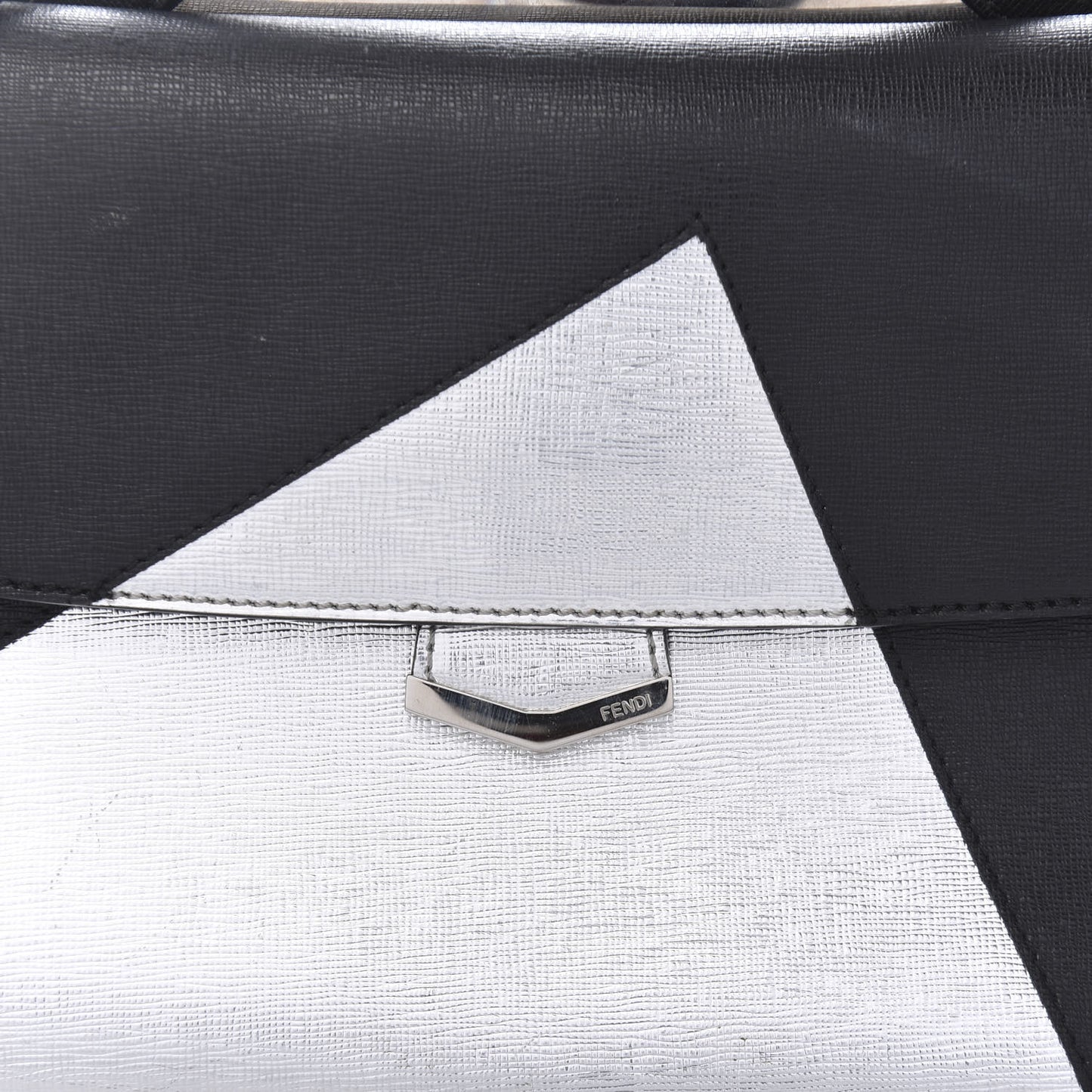 Vitello Elite Bi-Color Demi Jour Shoulder Bag Black Silver