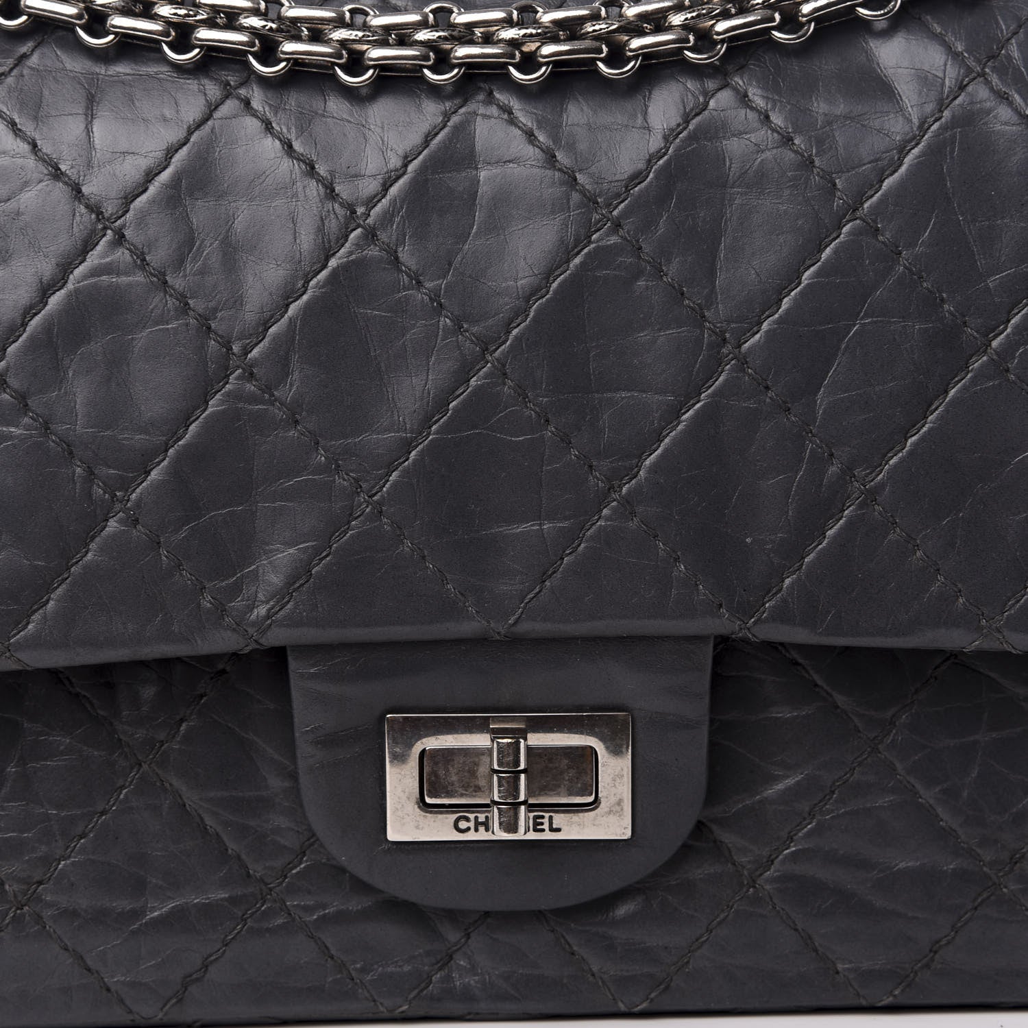 Chanel Aged Calfskin Quilted 50th Anniversary 2.55 Reissue 225 Flap Gris 9 of 9