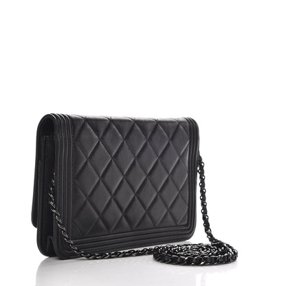 Chanel Calfskin Quilted Boy Wallet On Chain WOC So Black 3 of 11