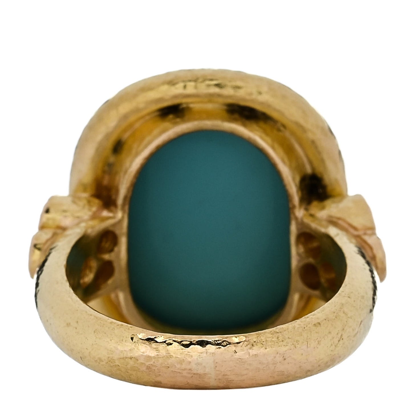 18K Yellow Gold Diamond Turquoise Sleeping Beauty Ring 53 6.25