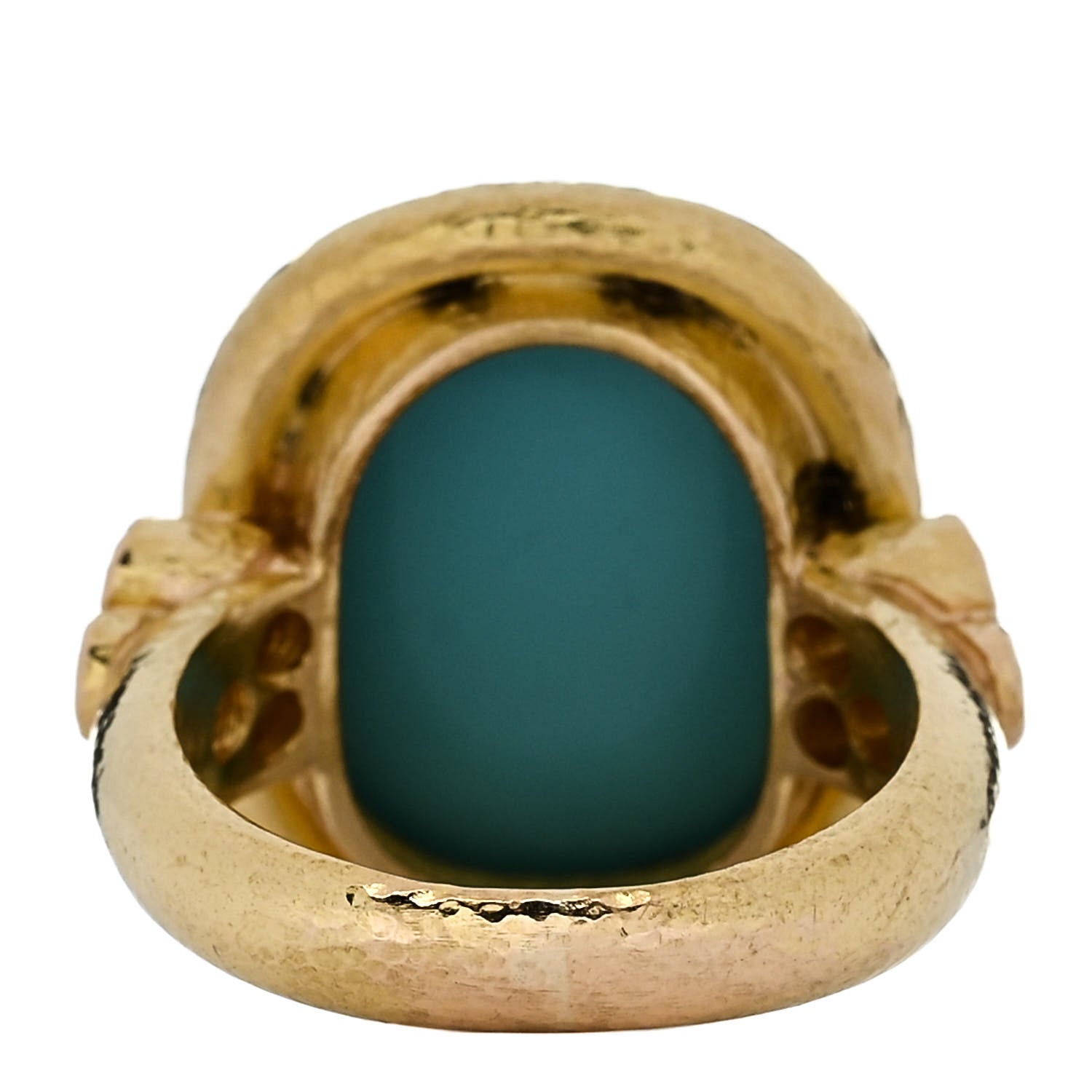 Elizabeth Locke 18K Yellow Gold Diamond Turquoise Sleeping Beauty Ring 53 6.25 4 of 6