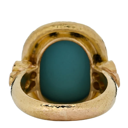 Elizabeth Locke 18K Yellow Gold Diamond Turquoise Sleeping Beauty Ring 53 6.25 4 of 6