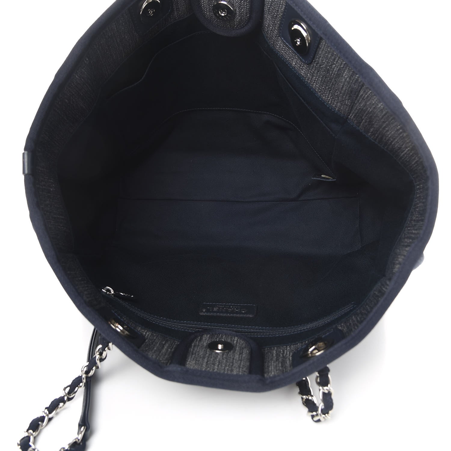 Chanel Denim Small Deauville Tote Dark Blue 5 of 10