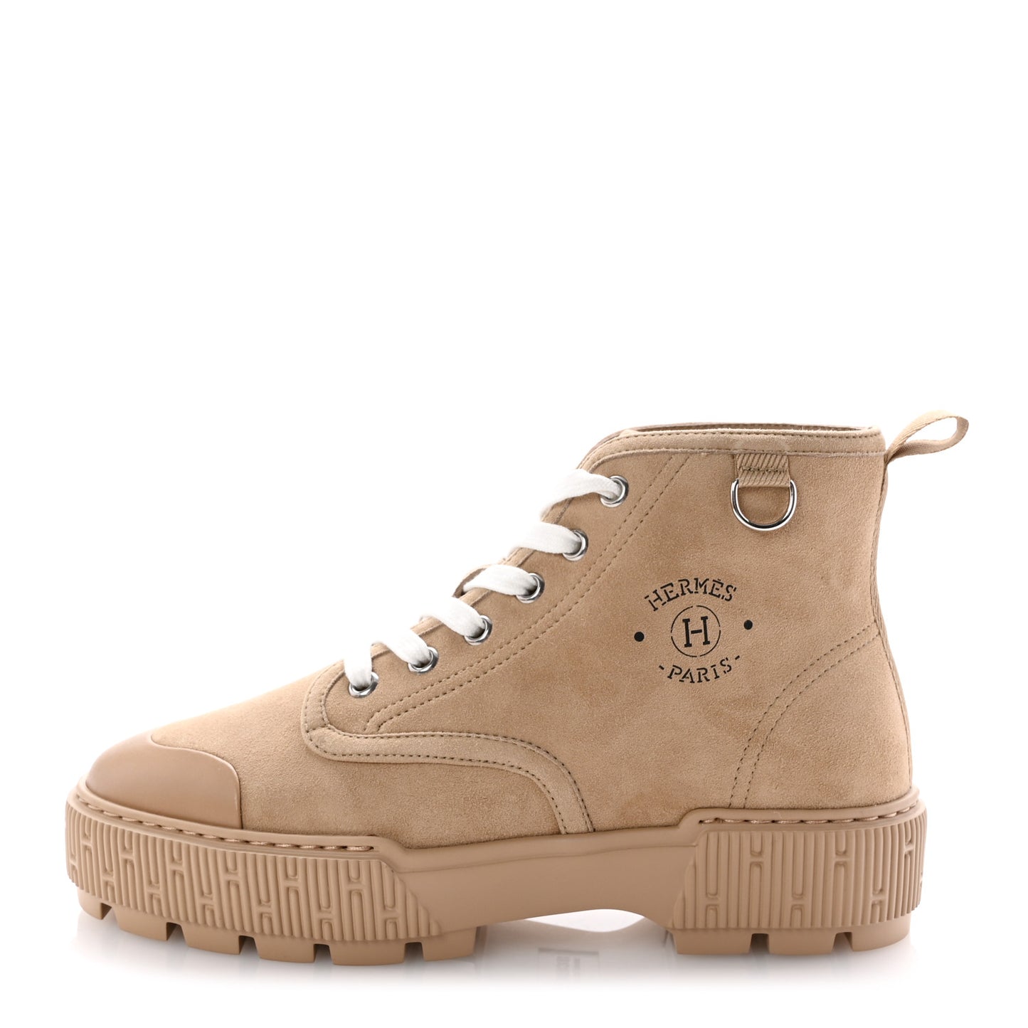 Cotton Twill Calfskin Itineraire Ankle Boots 36 Beige Argile
