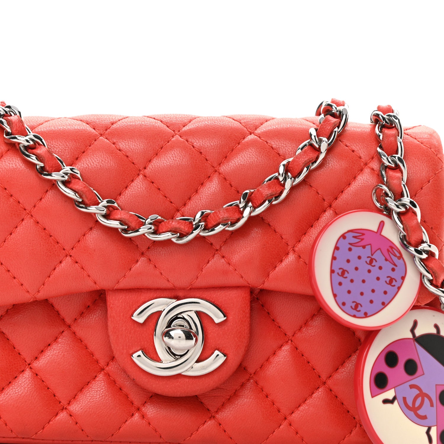 Chanel Lambskin Quilted Ladybug Extra Mini Flap Red 8 of 14