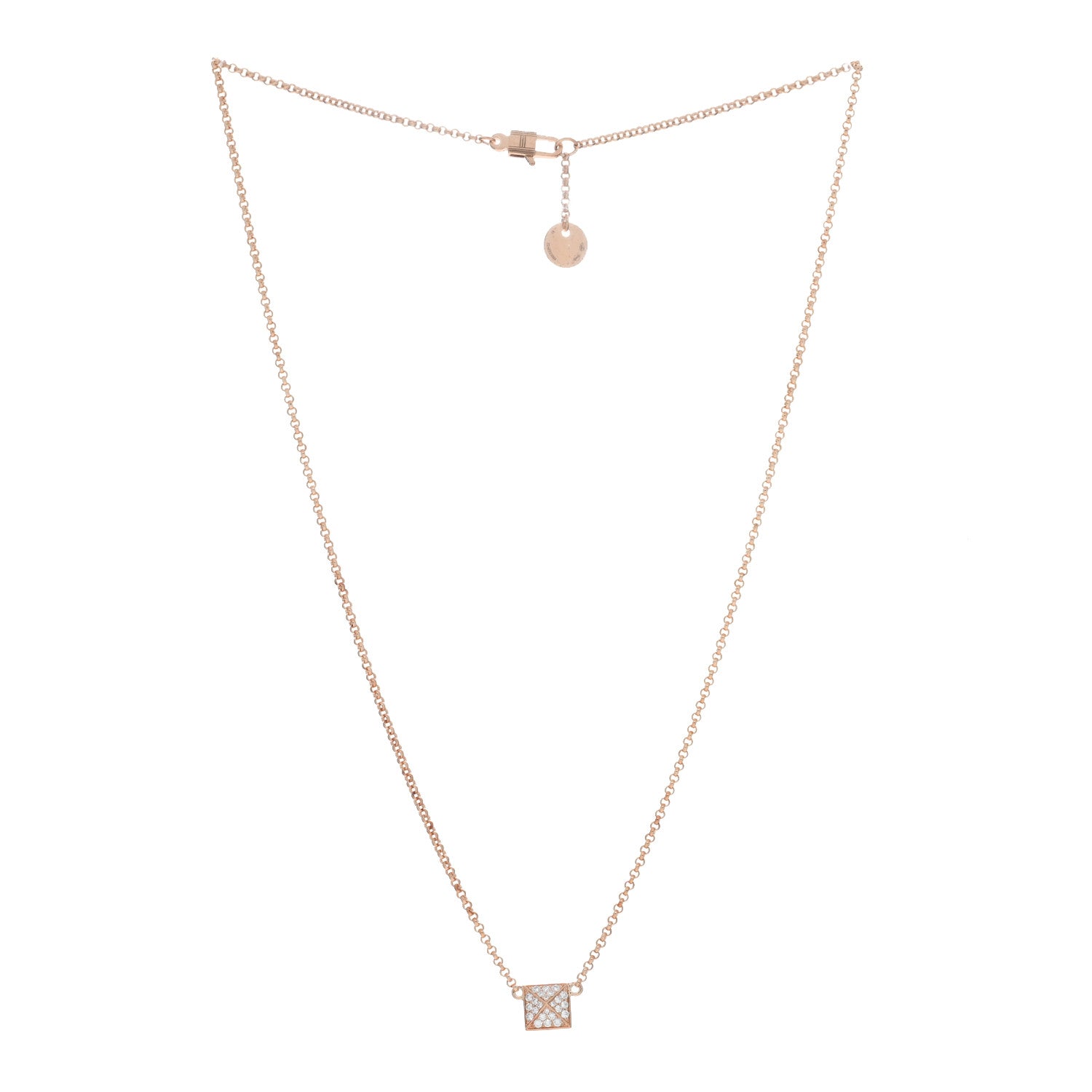 Hermes 18K Rose Gold Diamond Clou d'H Pendant Necklace 2 of 5
