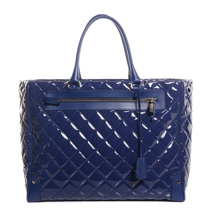 Chanel Calfskin Vinyl Quilted Viaggio Travel Bag Blue 1 of 7