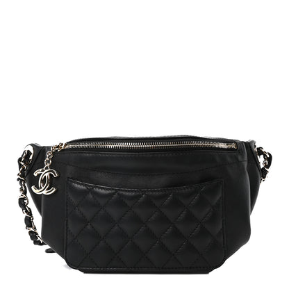 Chanel Lambskin Quilted Waist Bag Fanny Pack Black 1 of 10