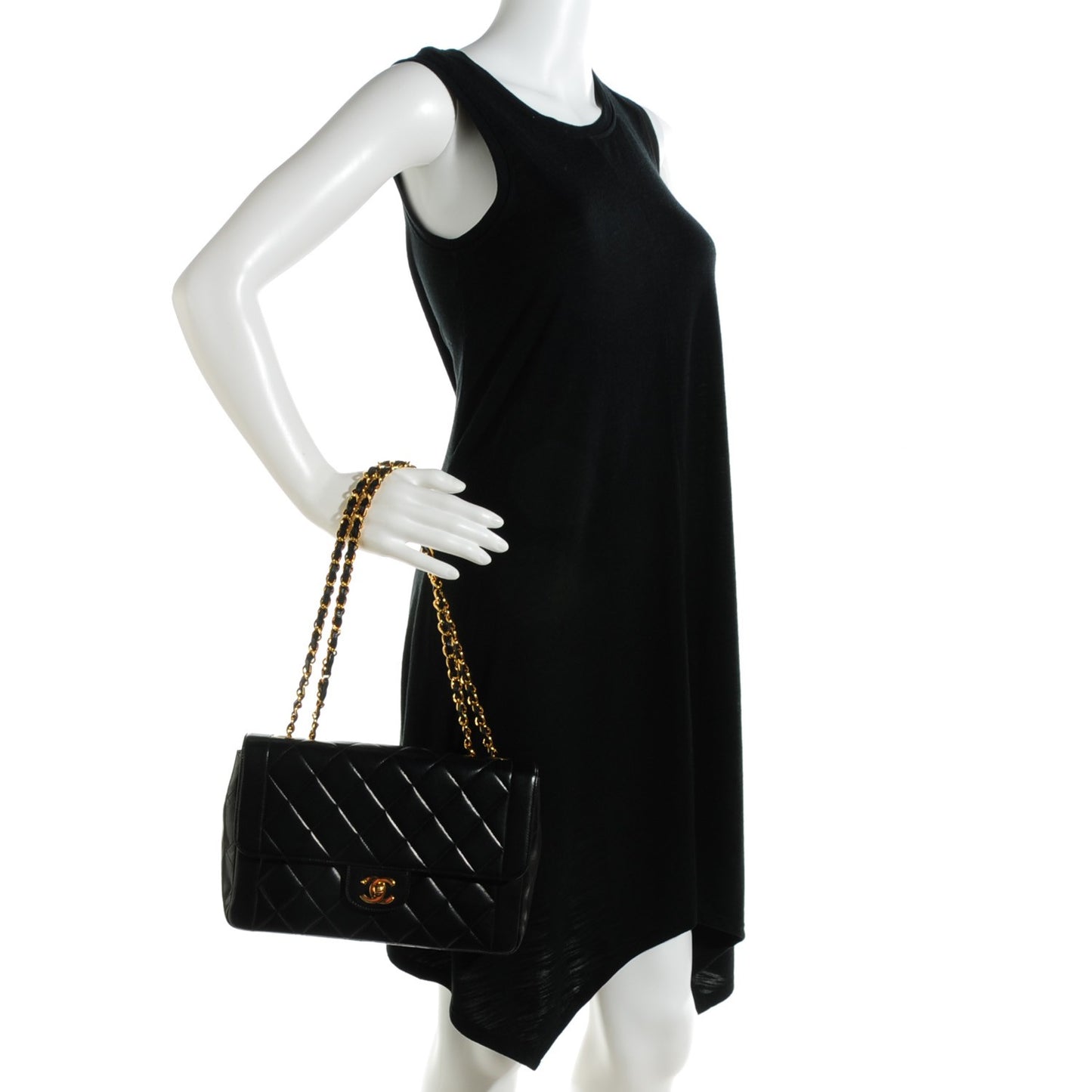 Lambskin Quilted Medium Single Flap Black
