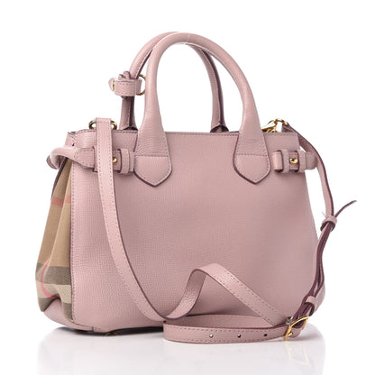 Burberry Grainy Calfskin House Check Small Banner Tote Pale Orchid 3 of 16