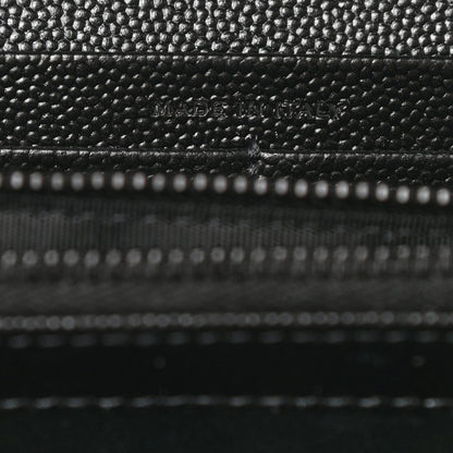 Saint Laurent Grain De Poudre Matelasse Chevron Monogram Flap Wallet Black 6 of 8