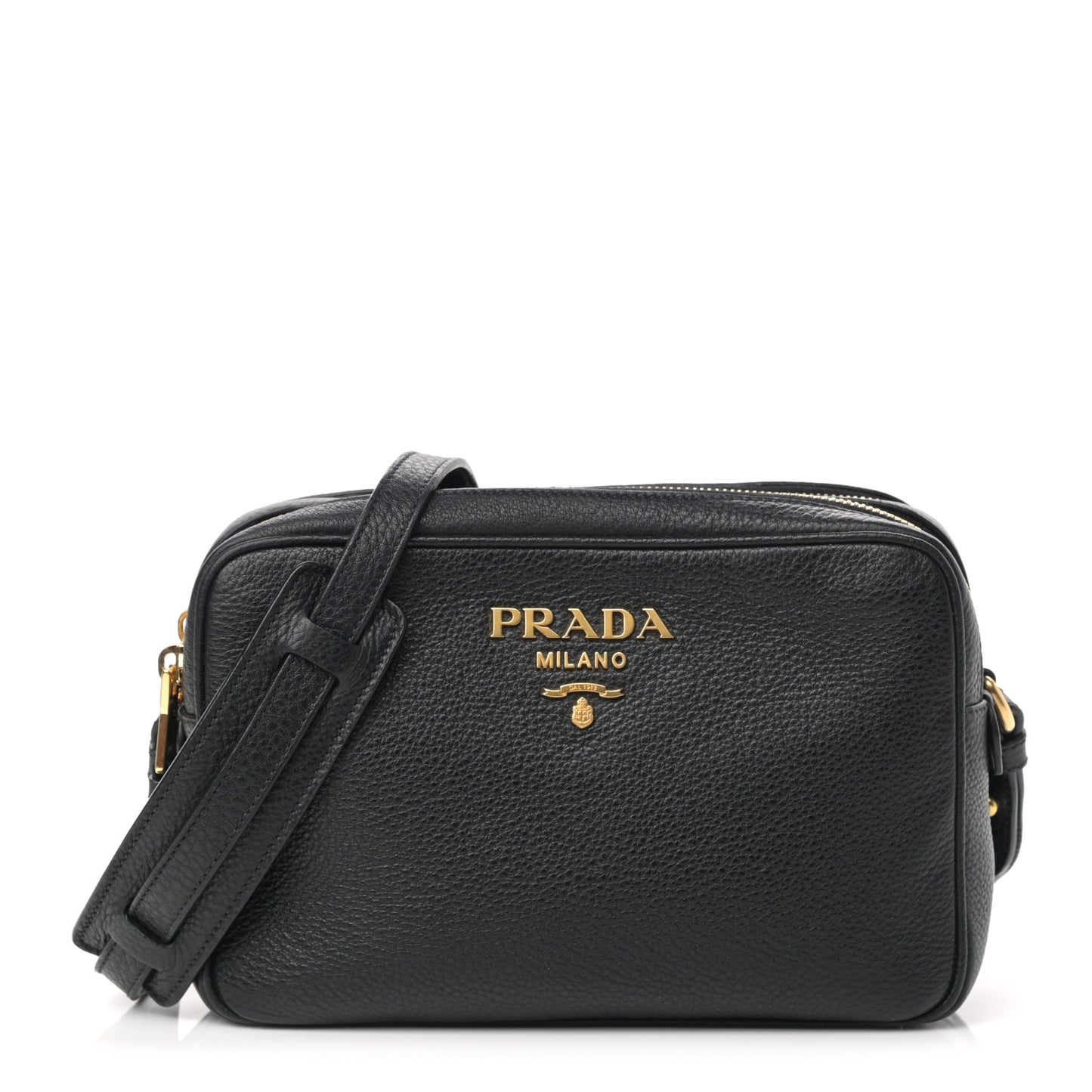 Vitello Daino Medium Double Zip Shoulder Bag Black