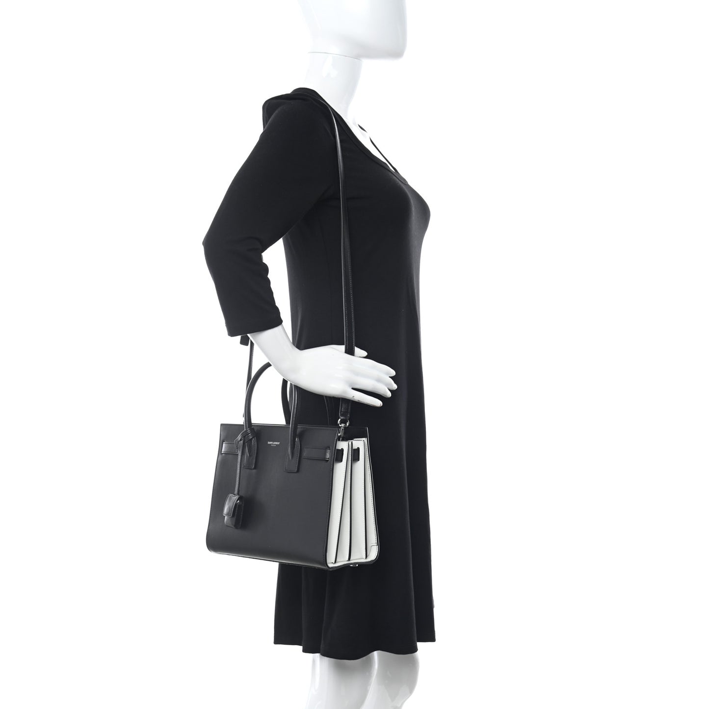 Calfskin Small Sac De Jour Black White